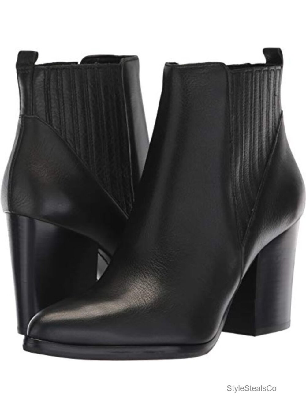 Pointed Toe Ankle Bootie Block Heel Pull-On